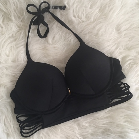 Victoria's Secret Other - VS Bombshell +2 Cups Halter Bikini Top, Black, 32C